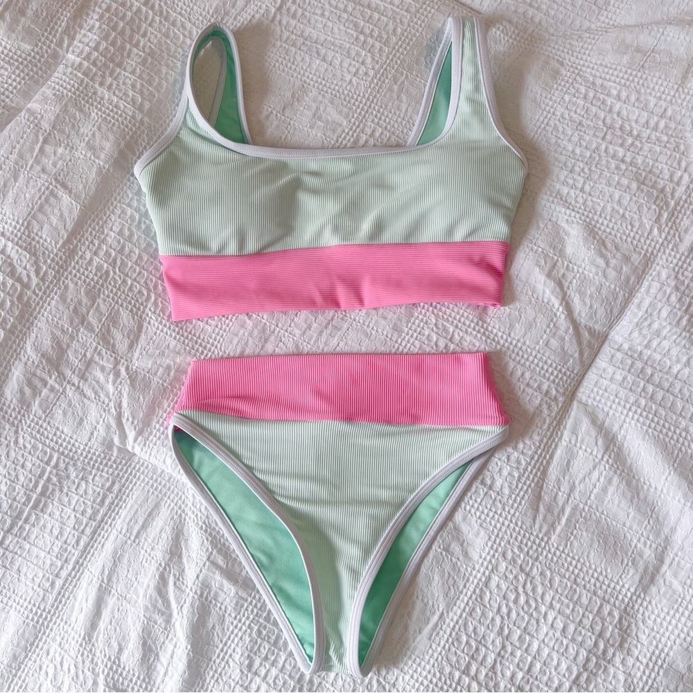 Lainsnow Two Piece Watermelon Colorblock Swim